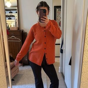MISSLOOK Orange Eyelet Knit Cardigan